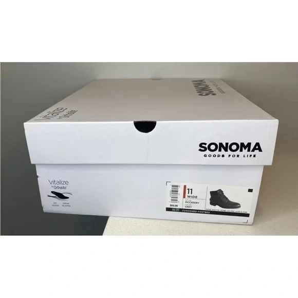 Sonoma Men’s Combat Boots Size 11W Wide Gray Lace-Up Casual Rugged Comfort Ortho - Picture 4 of 8